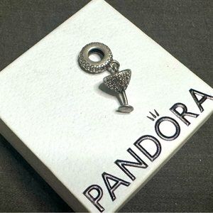 Authentic Pandora Martini Glass Charm with CZ